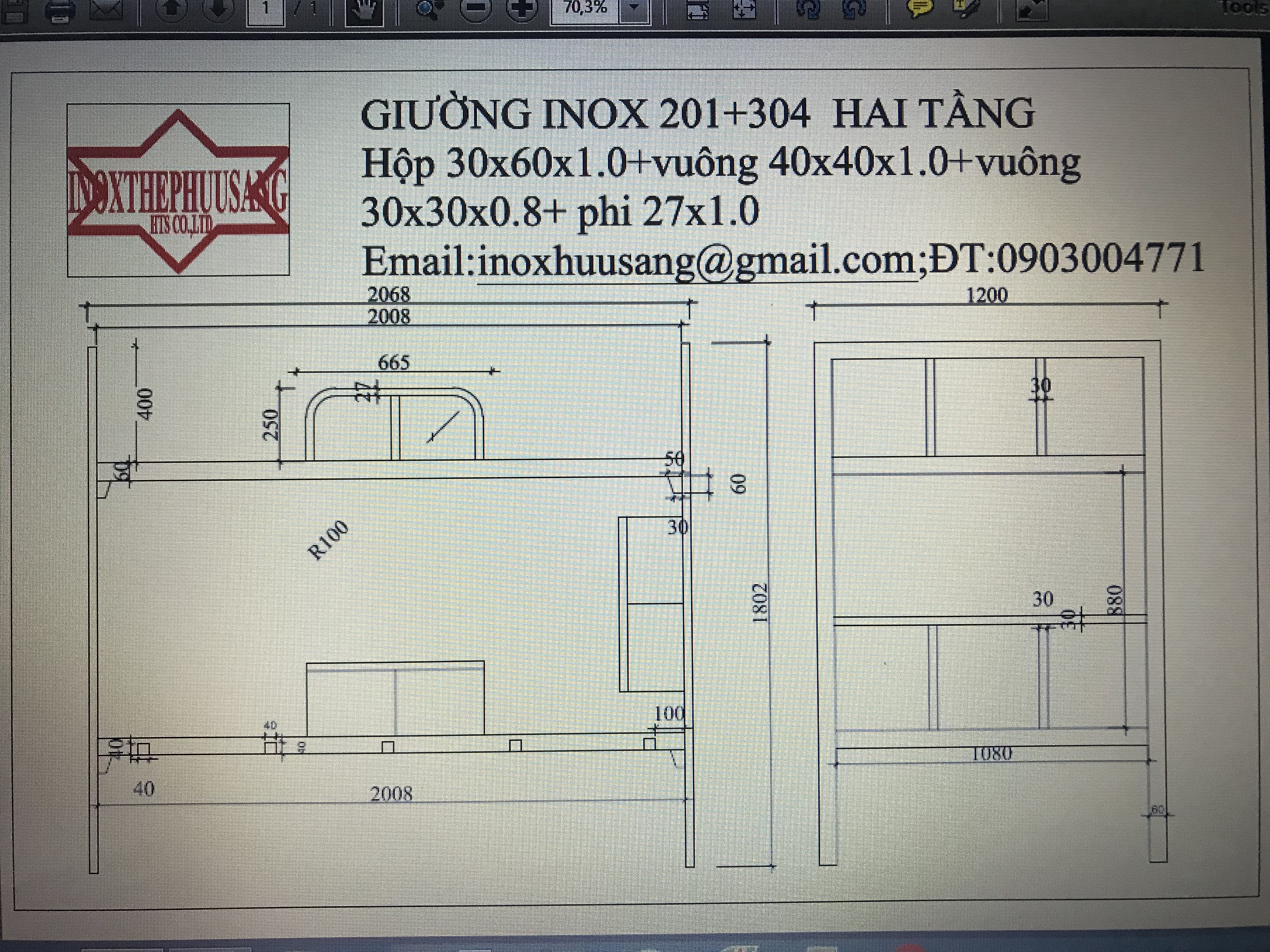 Giường inox hai tầng